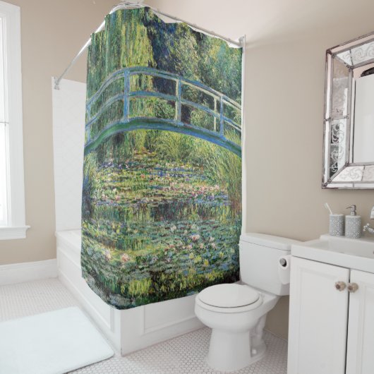 Rideaux De Douche Claude Monet - Etang Lily et Pont Japonais (En situation)