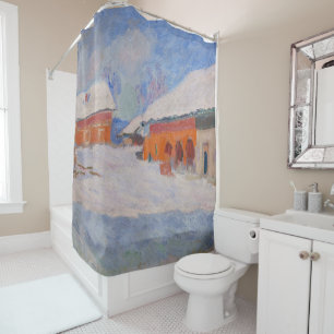 Rideaux De Douche Claude Monet - Norvège, Maisons rouges à Bjornegaa