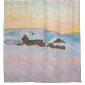 Rideaux De Douche Claude Monet - Norvège Paysage, Maisons Bleues (Devant)