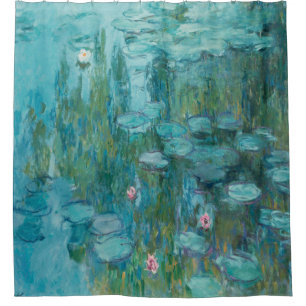 Rideaux De Douche Claude Monet, Water Lilies, 1915, Aqua Blue