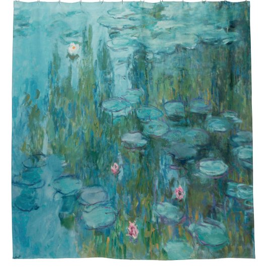 Rideaux De Douche Claude Monet, Water Lilies, 1915, Aqua Blue (Devant)