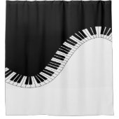 Rideaux De Douche Clavier de piano design de musique noir et blanc (Devant)