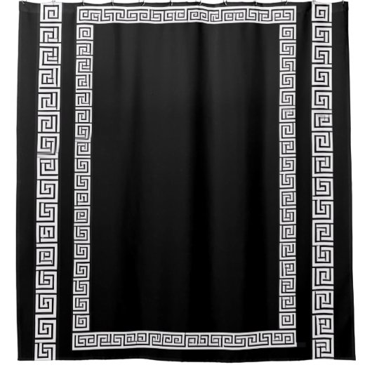 Rideaux De Douche Clé grecque - Conception |Noir|Rideau de douche (Devant)