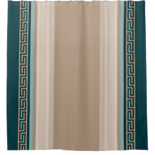 Rideaux De Douche Clé grecque - Meander - Taupe et vert