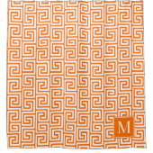 Rideaux De Douche Clé grecque preppy Monogramme – Orange & Blanc (Devant)