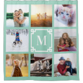 Rideaux De Douche Clé grecque Turquoise légère Monogramme 8 Collage  (Devant)