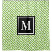 Rideaux De Douche Clé grecque vert clair Monogramme noir et blanc (Devant)