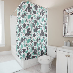 Rideaux De Douche Clematis Flore Motif Chocolat Mint