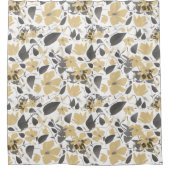 Rideaux De Douche Clematis Jaune Gris Fleuri Aquarelle Fleurs (Devant)