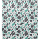 Rideaux De Douche Clematis Vin Floral Gris Turquoise Aquarelle (Devant)