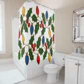 Rideaux De Douche Cloisonne Art Christmas Lights and Holly (En situation)
