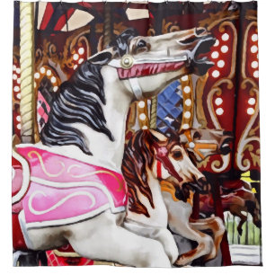 Rideaux De Douche Closeuse à trois chevaux-carrousel