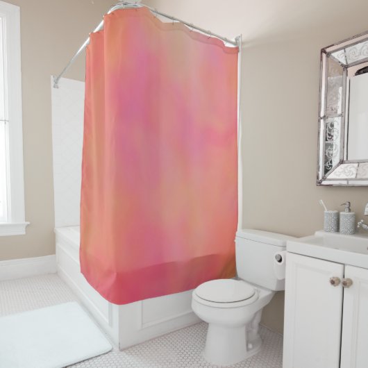 Rideaux De Douche Cloud à marbre rose et orange abstrait (En situation)