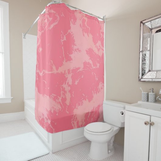 Rideaux De Douche Cloud marbré rose abstrait (En situation)