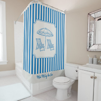 Rideaux De Douche Coastal Beach Vibes Blue Stripes Shower Curtain
