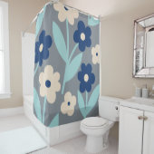 Rideaux De Douche Coastal Calm Florals | Indigo & Turquoise pattern (En situation)