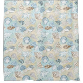Rideaux De Douche Coastère Beach Seashells Aqua Blue Brown (Devant)