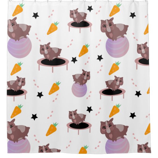 Rideaux De Douche Cochons d'Inde mignons en exercice (Devant)