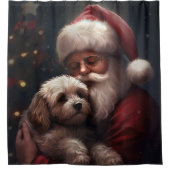 Rideaux De Douche Cockapoo avec le Père Noël Noël Festif (Devant)