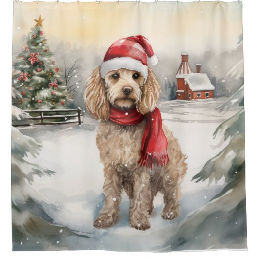 Rideaux De Douche Cockapoo Dog in Snow Christmas (Devant)