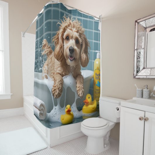 Rideaux De Douche Cockapoo Sloppy Sleepy Cute Funny (En situation)