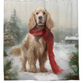 Rideaux De Douche Cocker Spaniel Chien dans Noël de neige (Devant)