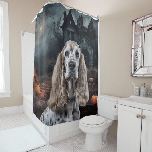 Rideaux De Douche Cocker Spaniel Halloween effroi (En situation)
