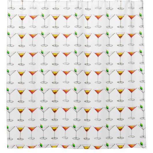Rideaux De Douche Cocktail Verre Mixte Boisson Martini Cosmopolite (Devant)