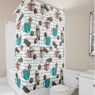 Rideaux De Douche Cocoa marshmallows chocolat chaud bonbons hiver