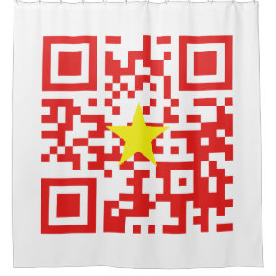 Rideaux De Douche Code QR du drapeau Je t'aime Vietnam (Tôi Yêu Việt