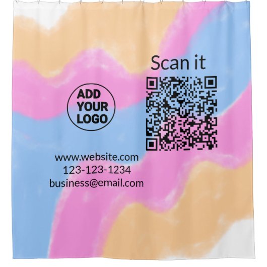 Rideaux De Douche Code QR minimal simple ajouter un logo scanner nom (Devant)