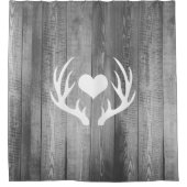 Rideaux De Douche Coeur blanc et cerf Antlers Gris Barn Wood (Devant)