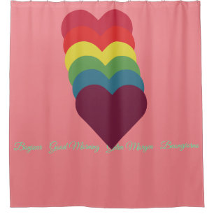 Rideaux De Douche Coeur correspondant aux couleurs de l'arc-en-ciel
