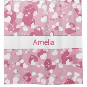 Rideaux De Douche Cœur d'amour rose personnalisé