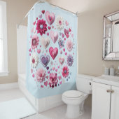 Rideaux De Douche Coeur de la Saint Valentin florale (En situation)