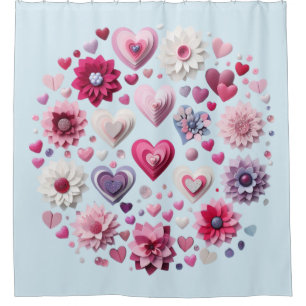 Rideaux De Douche Coeur de la Saint Valentin florale