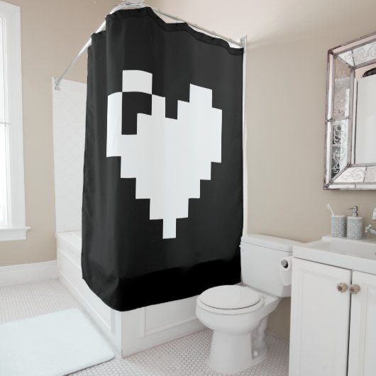 Rideaux De Douche Coeur de pixel 8 bits (En situation)