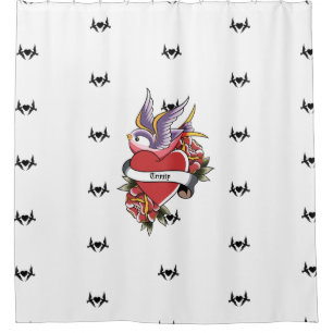 Rideaux De Douche Coeur Inséparable de tatouage personnalisé
