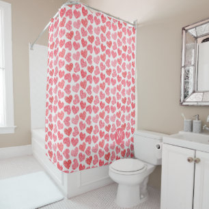 Rideaux De Douche Coeur mignon rouge griffé Saint Valentin Monogramm