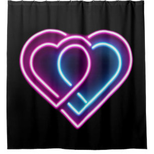 Rideaux De Douche Coeur rose néon/bleu Tasse de la Saint-Valentin