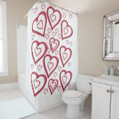 Rideaux De Douche coeur rouge amour valentines rouge blanc (En situation)