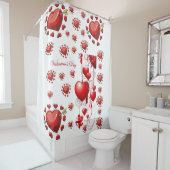 Rideaux De Douche coeur rouge amour valentines rouge blanc (En situation)