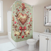 Rideaux De Douche Coeur vintage Valentine's day xoxo (En situation)