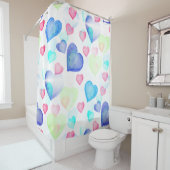Rideaux De Douche Coeurs aquarelle (En situation)