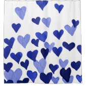 Rideaux De Douche Coeurs aquarelle éclatés en bleu (Devant)
