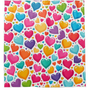 Rideaux De Douche Coeurs arc-en-ciel colorés Valentines