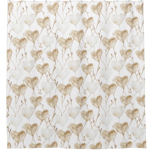 Rideaux De Douche Coeurs Boho de crème Brown (Devant)