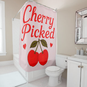 Rideaux De Douche Cœurs Cueilli de Cerises Romantique Cottagecore Ro