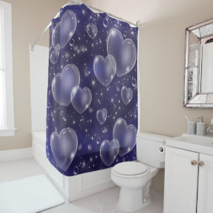 Rideaux De Douche Cœurs de bulles bleues style mignon et girl des an