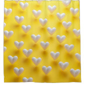 Rideaux De Douche Cœurs de perle blanche sur fond jaune (Devant)